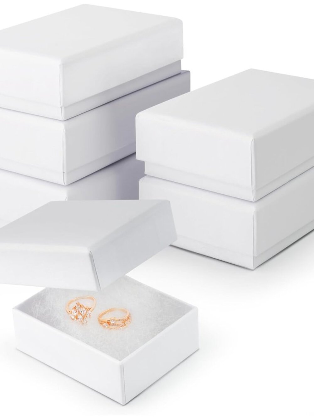 6 Pack Cotton Fill White Cardboard Paper Jewelry Box Gift Size 3.08 x 2.28 x 1.1